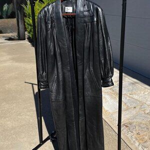 Vintage Bettina Black Leather Duster (No Size, but guessing L)